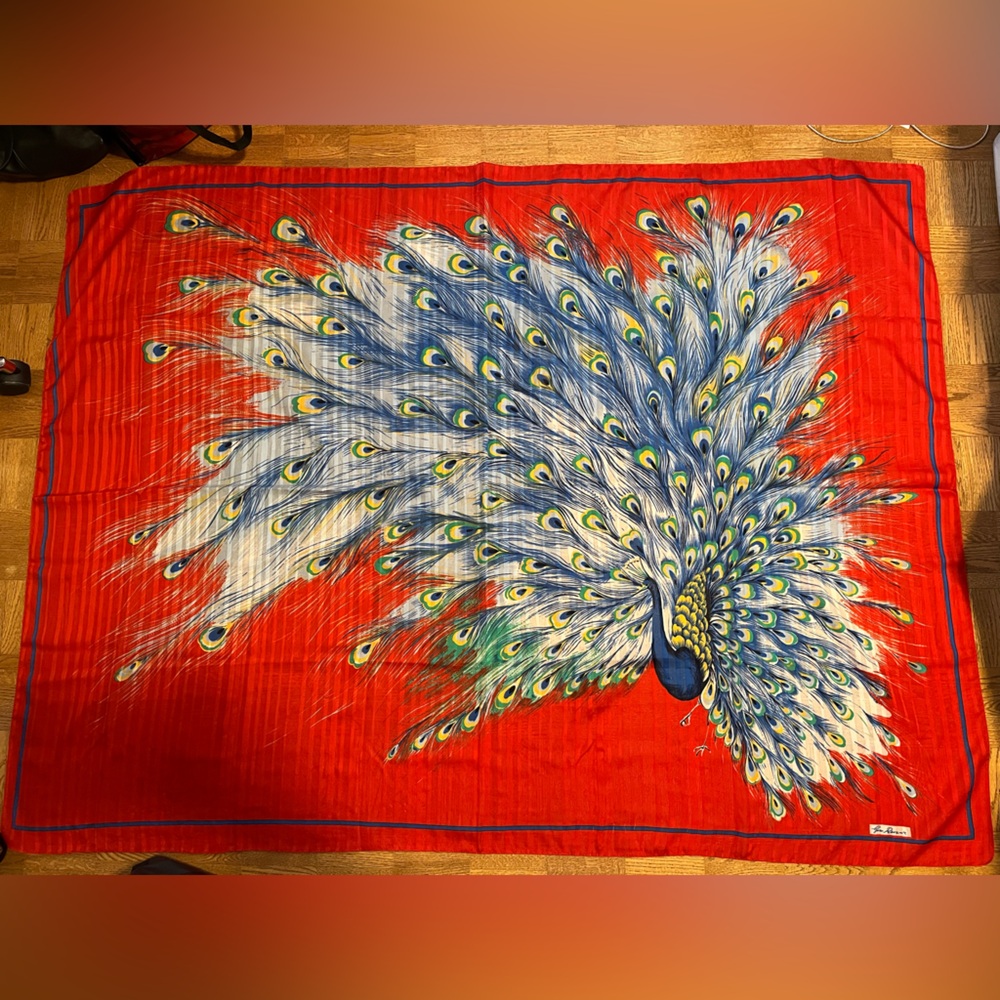 🌸Elegant Peacock Scarf in Red and Blue (3 for $25)